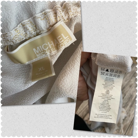 Michael Kors white and gold paisley print top on or off shoulder size xl - Picture 9 of 11